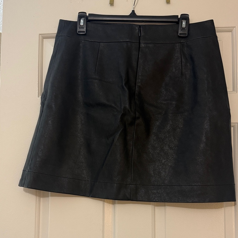 J. Crew Sleek Black Faux Leather Mini Skirt - Picture 3 of 4